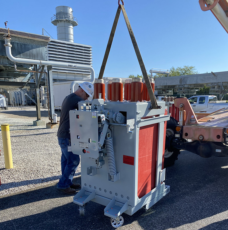 photo of a remanufactured vacuum circuit breaker being delivered